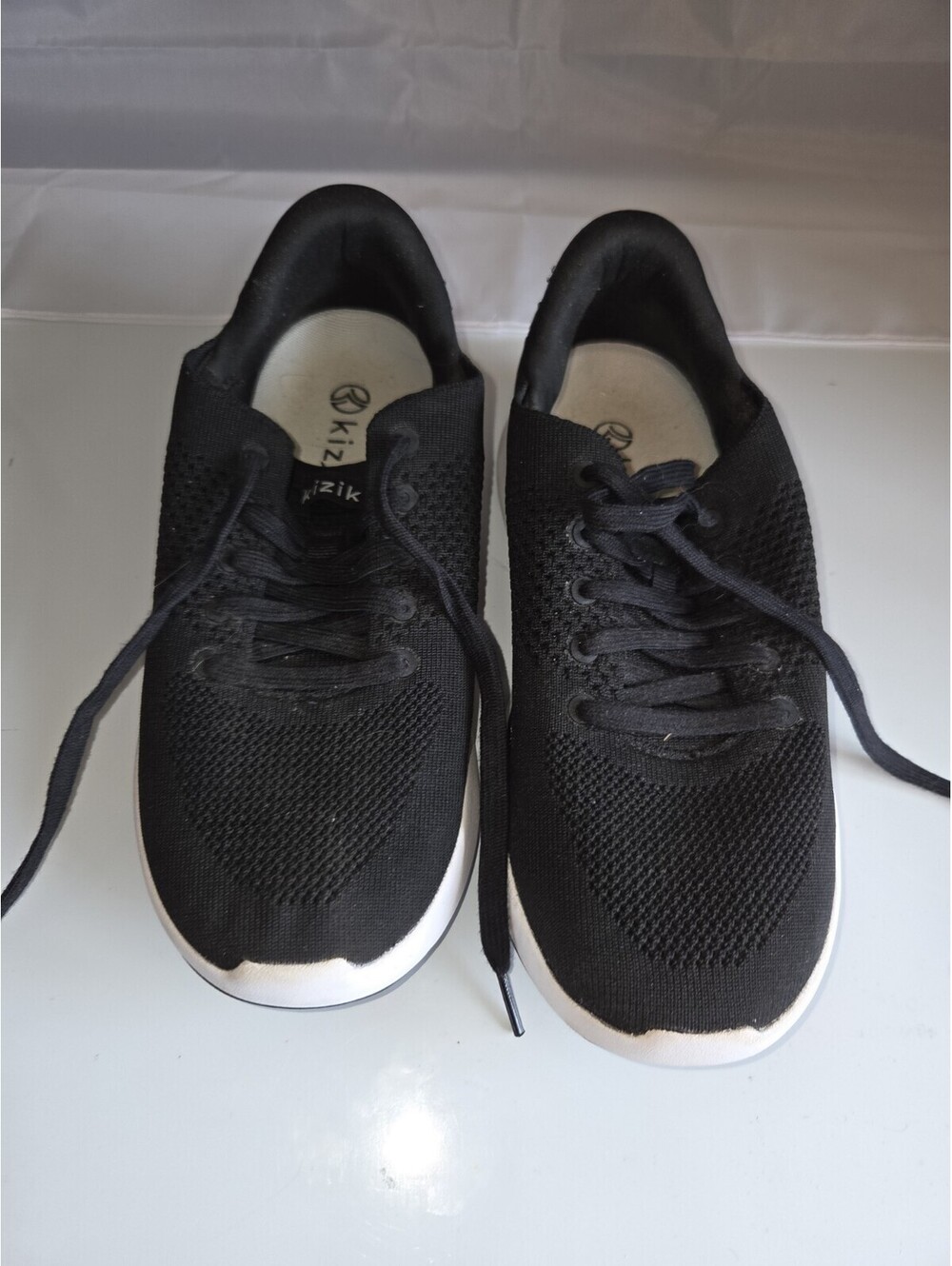 Kizik Women 8 WIDE Mens 6.5 Madrid Eco Knit Black Lace Up Hands Free Sneaker SB2